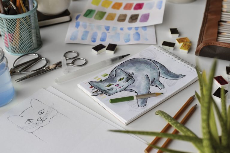 illustration d'un chat à l'aquarelle